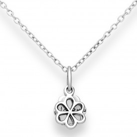 925 Sterling Silver Flower and "I Love You" Engraved Pendant