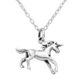 925 Sterling Silver OxidizeD Unicorn-Pegasus Pendant 