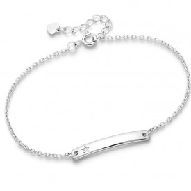 925 Sterling Silver Star Bracelet, Decorated with CZ Simulated Diamond