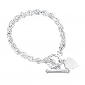 Toggle bracelet with heart disc drop 18,5cm