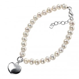 Pearl bracelet with puff heart
