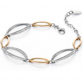 Silver and gold marquise bracelet with pave cz