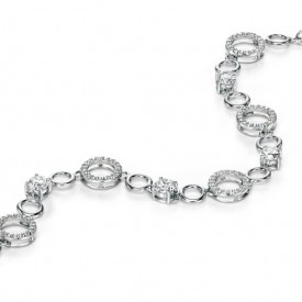 Silver round cz bracelet with pave circles
