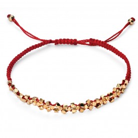 Gold plated red cord bracelet