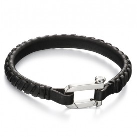 Silver and leather bracelet 21cm version