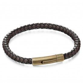 brown and black leather woven bracelet