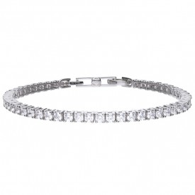 Tennis bracelet silver with white zirconia stones and prong setting