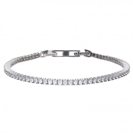 Fine tennis bracelet silver with white zirconia stones and prong setting