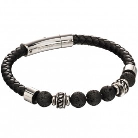 black lava bead leather bracelet