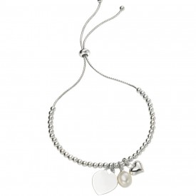 Heart and Pearl charm ball slider bracelet
