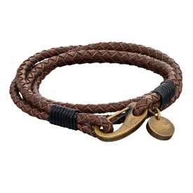Tan wrap around leather bracelet with burnished clasp