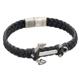Black Leather Anchor plait wristwear