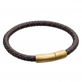 Reborn two tone brown plait recycled leather bracelet