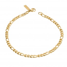 Gold Figaro Link Chain Bracelet with Tag