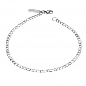 Fine Curb Steel Chain Bracelet with Tag