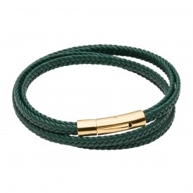 Green Leather with Gold Clasp Bracelet