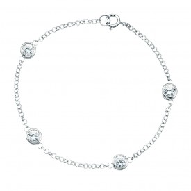 Belcher chain bracelet with 4 round set stones