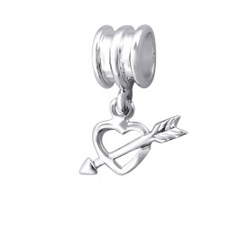 Silver Hanging Heart Bead