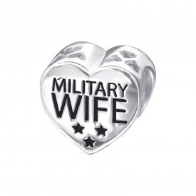 Silver Heart Military Wife Bead