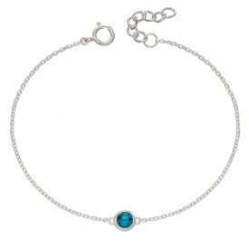 Birthstone Bracelet With Swarovski Crystal December - blue zircon
