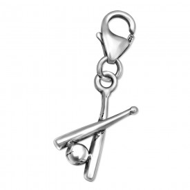 Silver Baseball Bat Charm with Lobster