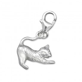 Silver Cat Charm with Lobster