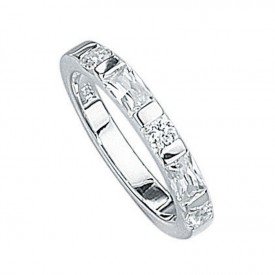 Clear CZ baguette & round stone ring