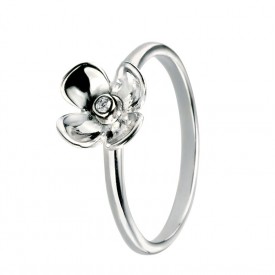 CZ Flower Ring with Plain Shank