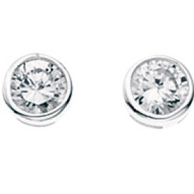 E198C EARRING Round Clear cubic zirconia
