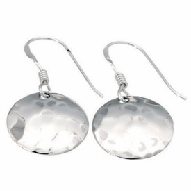 Small Hammered Disc Hook Earring