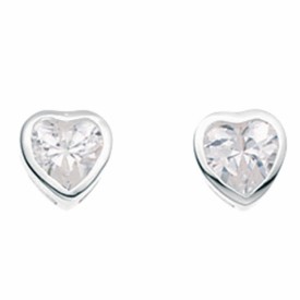 Clear cubic zirconia Heart Stud Earring
