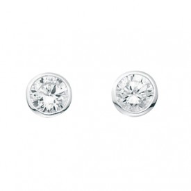 Round Clear cubic zirconia Stud Earring