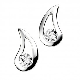 Earrings with checkerboard clear cz