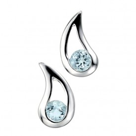 Tearslza earring with round blue topaz