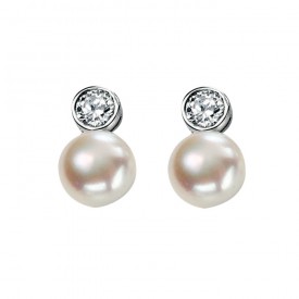 Cz and white pearl slza earrings