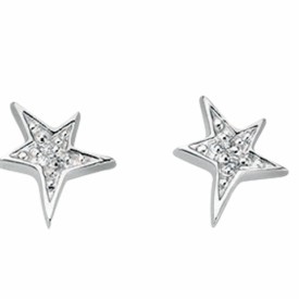 Star stud earrings with clear cubic zirconia