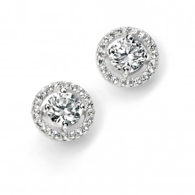 E4909C CLR CZ Round Pave Stud EARRNG