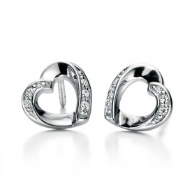 FS clear cz ribbon heart earrings