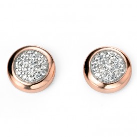 Pave Earrings With Rose Gold Surround