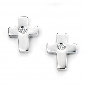 D for diamond Cross earrings