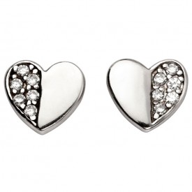 CZ half pave heart earrings