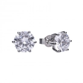 Solitaire ear studs silver with white Diamonfire zirconia and prong setting