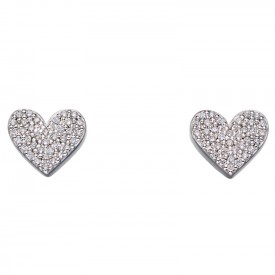 Heart with silver and cz pave earrings