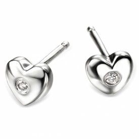 D for diamond Heart stud earrings