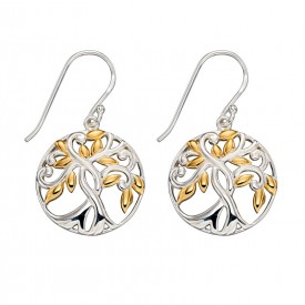 Silver and Gold Tree of Life Earrings