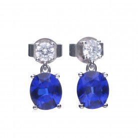 Oval Sapphire CZ drop earrings