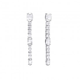Oval and round zirconia drop earrings