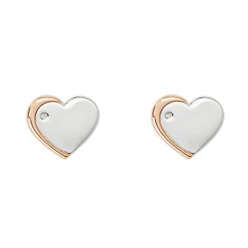  SILVER ROSE GOLD CURVE HEART STUDS