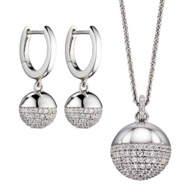 Fiorelli Pave Set Ball Pendant And Earrings Christmas Set With CZ 