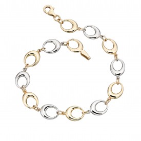 Yellow and White Gold Cutout Oval link Bracelet